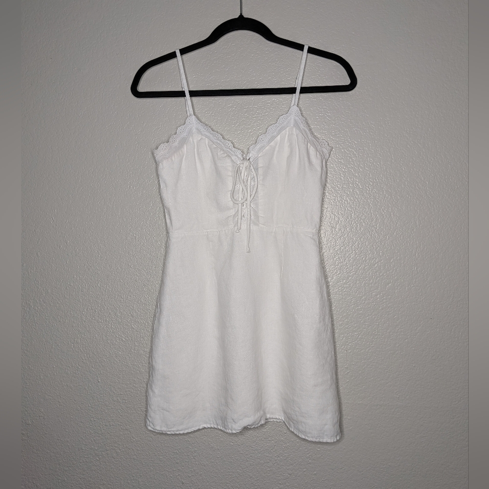 Reformation White Eyelet Lace Coquette Feminine Linen Babydoll Mini Dress 4